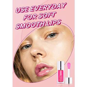 FEIMINI Hydrating Lip Glow Oil, Moisturizing Lip Oil Gloss Transparent Plumping Lip Oil Tinted for Lip Care and Dry Lips - Raspberry