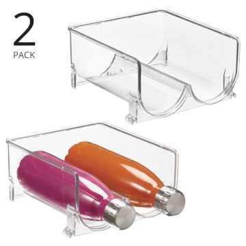 mDesign Modern Plastic Stackable Water Bottle Holder Stand Bin - Storage Organizer for Kitchen Count...