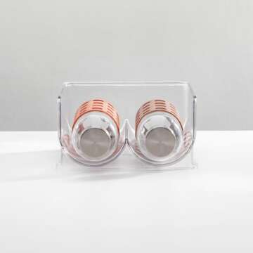 mDesign Modern Plastic Stackable Water Bottle Holder Stand Bin - Storage Organizer for Kitchen Countertop Organization, Pantry, Fridge, Freezer - Each Rack Holds 2 Containers, 2 Pack - Clear