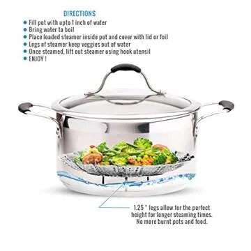 Two-Pack Vegetable Steamer Baskets (Two Sizes) Folding Expandable Steamer Inserts for Instant Pot Accessories, Safety Tool, Stainless Steel, Pressure Cooker, Pot in Pot, Food Steamer Cooking