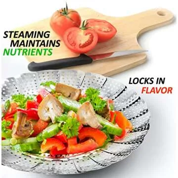 Two-Pack Vegetable Steamer Baskets (Two Sizes) Folding Expandable Steamer Inserts for Instant Pot Accessories, Safety Tool, Stainless Steel, Pressure Cooker, Pot in Pot, Food Steamer Cooking