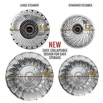 Two-Pack Vegetable Steamer Baskets (Two Sizes) Folding Expandable Steamer Inserts for Instant Pot Accessories, Safety Tool, Stainless Steel, Pressure Cooker, Pot in Pot, Food Steamer Cooking