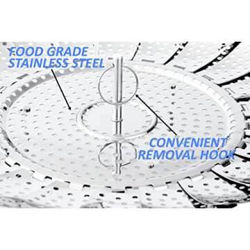 Two-Pack Vegetable Steamer Baskets (Two Sizes) Folding Expandable Steamer Inserts for Instant Pot Accessories, Safety Tool, Stainless Steel, Pressure Cooker, Pot in Pot, Food Steamer Cooking