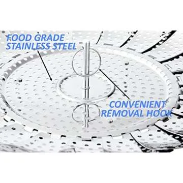 Two-Pack Vegetable Steamer Baskets (Two Sizes) Folding Expandable Steamer Inserts for Instant Pot Accessories, Safety Tool, Stainless Steel, Pressure Cooker, Pot in Pot, Food Steamer Cooking