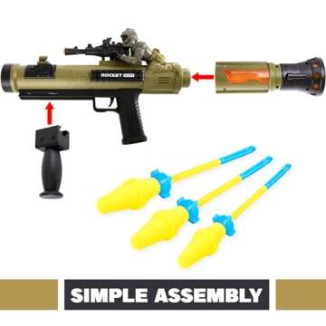 ArtCreativity Toy Rocket Launcher, RPG Gun with 3 Foam Rockets, Light Up Rocket Launcher Gun for Kids, Cool Sound, Vibration, & LED Effects, Military Pretend Play Bazooka Toys for Boys