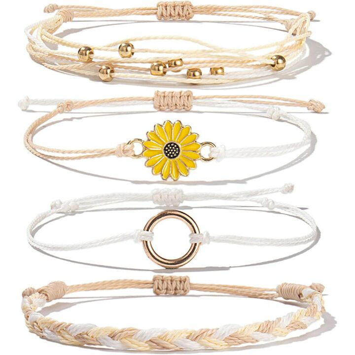 Handmade Sunflower String Bracelet for Teens and Women