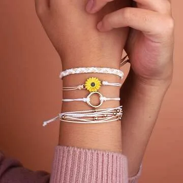 Handmade Sunflower String Bracelet for Teens and Women