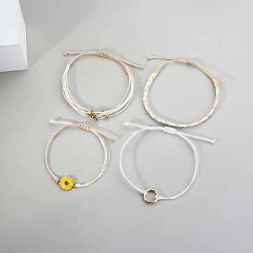 Handmade Sunflower String Bracelet for Teens and Women