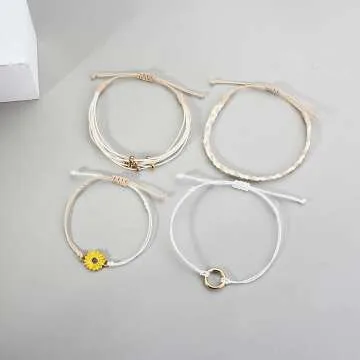 Handmade Sunflower String Bracelet for Teens and Women
