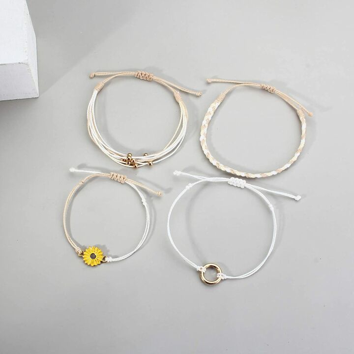 Handmade Sunflower String Bracelet for Teens and Women