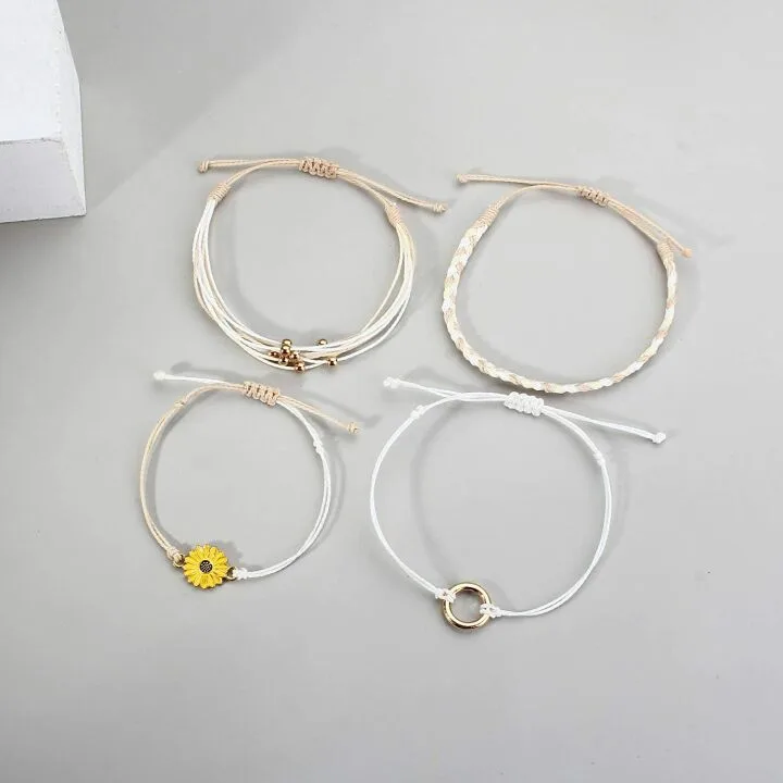 Handmade Sunflower String Bracelet for Teens and Women