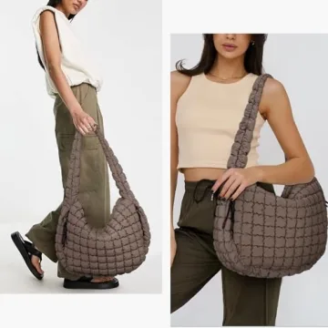 Juoxeepy Quilted Tote Bag Large Puffer Shoulder Carryall