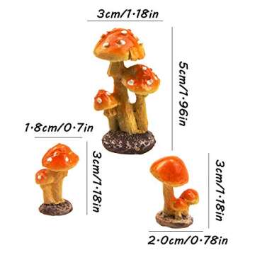 ODDIER 3pcs Resin Mushroom Miniature Fairy Garden Decoration Accessories Garden Sculptures Statues,Y...