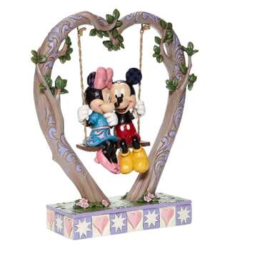 Enesco Disney Traditions by Jim Shore Mickey and Minnie Mouse on Heart Swing Figurine, 9 Inch, Multicolor