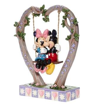 Enesco Disney Traditions by Jim Shore Mickey and Minnie Mouse on Heart Swing Figurine, 9 Inch, Multicolor