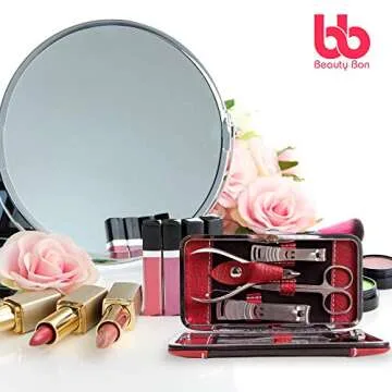 Manicure Pedicure Set Nail Clippers - 10 Piece Stainless Steel Hygiene Kit - Toenail Clippers Includes Cuticle Remover with Portable Travel Case Beauty Care Tools - Beauty Bon