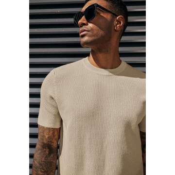 PJ PAUL JONES Men's Stylish Waffle Knit T-Shirt