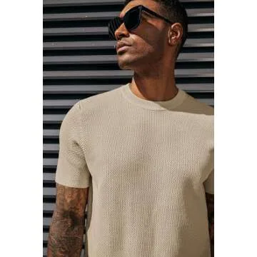 PJ PAUL JONES Men's Stylish Waffle Knit T-Shirt