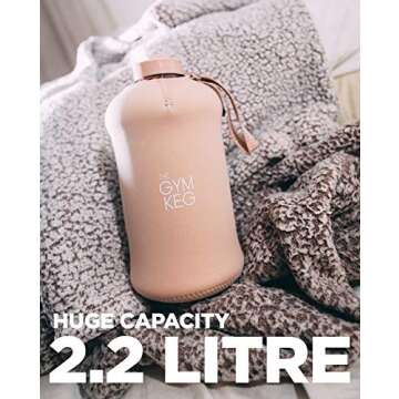 THE GYM KEG Sports Water Bottles 2.2 L Insulated | Half Gallon | Big Water Jugs For Sport | Reusable Water Bottles | Eco friendly I BPA Free Plastic I Leakproof (Stealth Black and Bare Nude)