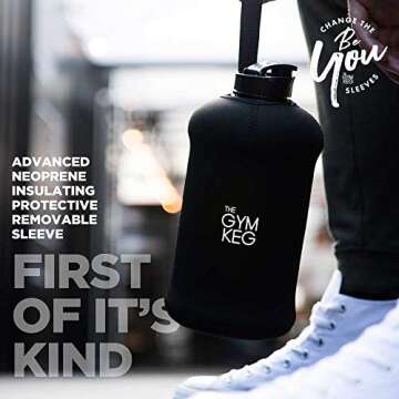 THE GYM KEG Sports Water Bottles 2.2 L Insulated | Half Gallon | Big Water Jugs For Sport | Reusable Water Bottles | Eco friendly I BPA Free Plastic I Leakproof (Stealth Black and Bare Nude)