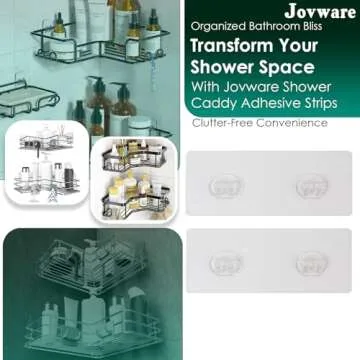 Jovware Shower Caddy Adhesive Replacement Stickers Sticker Shelf Basket Strips Suction Hooks Large S...