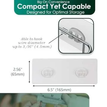 Jovware Shower Caddy Adhesive Replacement Stickers Sticker Shelf Basket Strips Suction Hooks Large Strong Hook for Bathroom Storage Corner Transparent Shelves Wall Mount 2 Hooks 6 1/2"