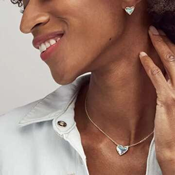 Kendra Scott Elisa Pendant Necklace for Women, Fashion Jewelry, Rhodium-Plated, Light Blue Illusion