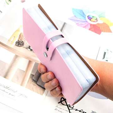 Padike RFID Credit Card Holder Business Card Organizer Business Card Holder, with 96 Card Slots Credit Card Protector for Managing Your Different Cards to Prevent Loss or Damage (Pink)