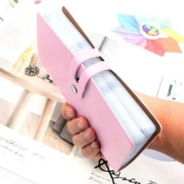 Padike RFID Credit Card Holder Business Card Organizer Business Card Holder, with 96 Card Slots Credit Card Protector for Managing Your Different Cards to Prevent Loss or Damage (Pink)