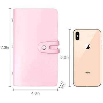 Padike RFID Credit Card Holder Business Card Organizer Business Card Holder, with 96 Card Slots Credit Card Protector for Managing Your Different Cards to Prevent Loss or Damage (Pink)