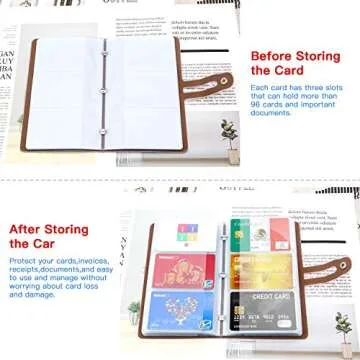 Padike RFID Credit Card Holder Business Card Organizer Business Card Holder, with 96 Card Slots Credit Card Protector for Managing Your Different Cards to Prevent Loss or Damage (Pink)