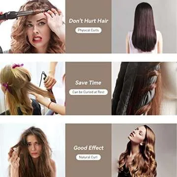 Bicico Heatless Hair Curler, 8 Removable Curling Claw Strips, Adjustable Headband, Soft Satin No Heat Curlers for Long Hair, Lazy Hair Curler, Heatless Curls for Women Curls Wave