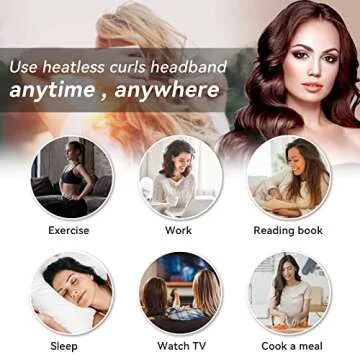 Bicico Heatless Hair Curler, 8 Removable Curling Claw Strips, Adjustable Headband, Soft Satin No Heat Curlers for Long Hair, Lazy Hair Curler, Heatless Curls for Women Curls Wave