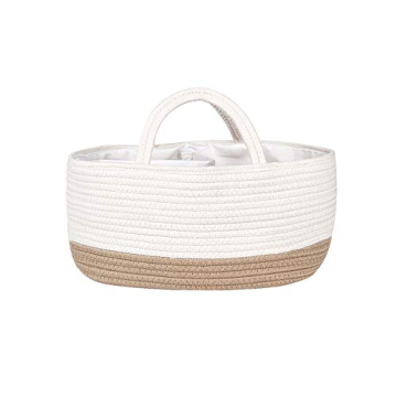 Mila Millie Baby Large Cotton Rope Diaper Caddy, Organizer Storage Bin for Nursery Essentials, 100% ...