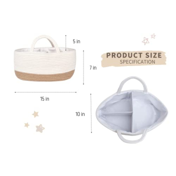 Mila Millie Baby Large Cotton Rope Diaper Caddy for Nursery Essentials