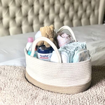 Mila Millie Baby Large Cotton Rope Diaper Caddy for Nursery Essentials