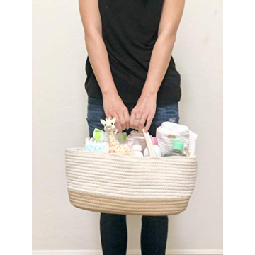 Mila Millie Baby Large Cotton Rope Diaper Caddy for Nursery Essentials
