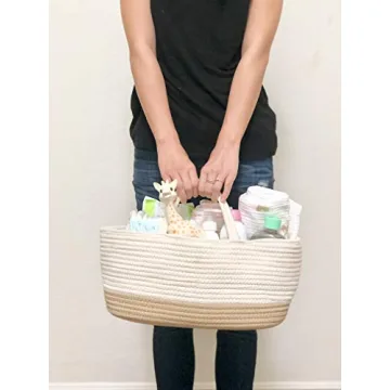 Mila Millie Baby Large Cotton Rope Diaper Caddy for Nursery Essentials