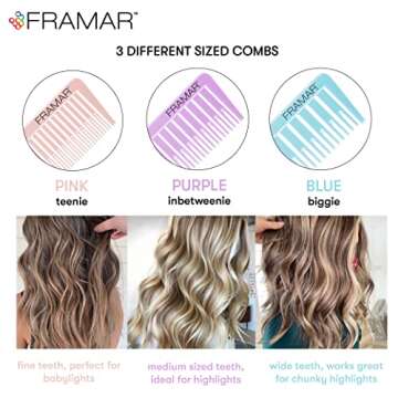 Framar Dreamweaver Highlight Comb Set – Combs for Hair Stylist, Highlighting Comb, Hair Dye Comb, ...