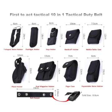 Law Enforcement Modular Equipment System Security Guard Military Tactical Duty Utility Versatile Hunting Belt (10-in-1 Belt, Black)