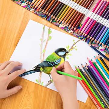 SJ STAR-JOY 72 Colored Pencils Set, 3.5mm Soft Core Leads, Canvas Wrap, Eraser, Sharpener - Unisex