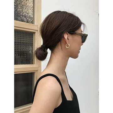 BOUTIQUELOVIN 14K Gold Plated Chunky Hoop Earrings for Women Lightweiht Tube Hoops Hypoallergenic Sterling Silver Post Thick Hoop Earrings