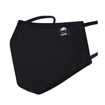 SMASK, Fashionable Face Covering with 5-Layer of Protection, Youth/Adult Small (Black)