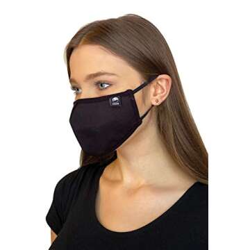 SMASK, Fashionable Face Covering with 5-Layer of Protection, Youth/Adult Small (Black)