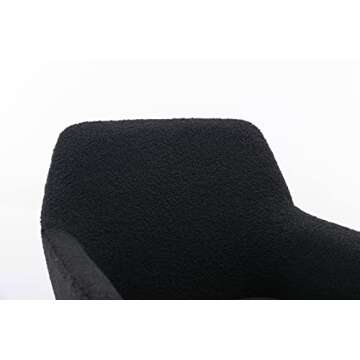 Mcltopz Faux Fur Home Office Chair, Modern Furry Office Chair, 360° Swivel Height Adjustable Desk Chair w/Gold Metal Leg, Comfy Vanity Makeup Chair Computer Task Chair for Home Office (Black)