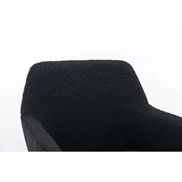 Mcltopz Faux Fur Home Office Chair, Modern Furry Office Chair, 360° Swivel Height Adjustable Desk Chair w/Gold Metal Leg, Comfy Vanity Makeup Chair Computer Task Chair for Home Office (Black)