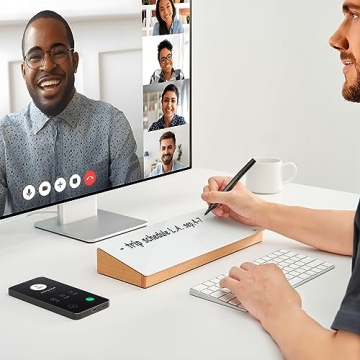 Stylish Glass Desktop Whiteboard with Wood Storage Organizer - Yeoux