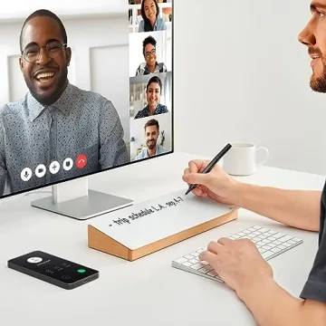 Stylish Glass Desktop Whiteboard with Wood Storage Organizer - Yeoux