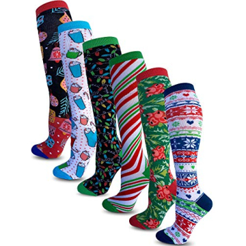 Kalon 6 Pack Knee High Christmas Socks Gift Set for Women