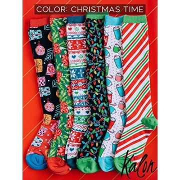 Kalon 6 Pack Women's Knee High Christmas Socks Gift Set
